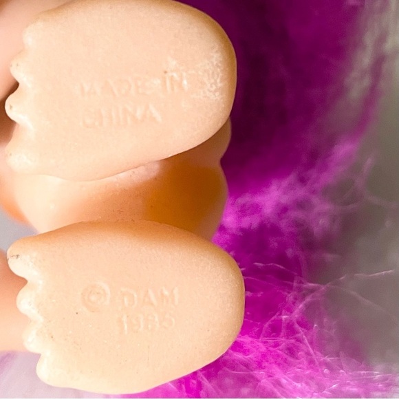 Vtg 1986 Dam Troll Mini Purple Hair Yellow Dress - Picture 16 of 16